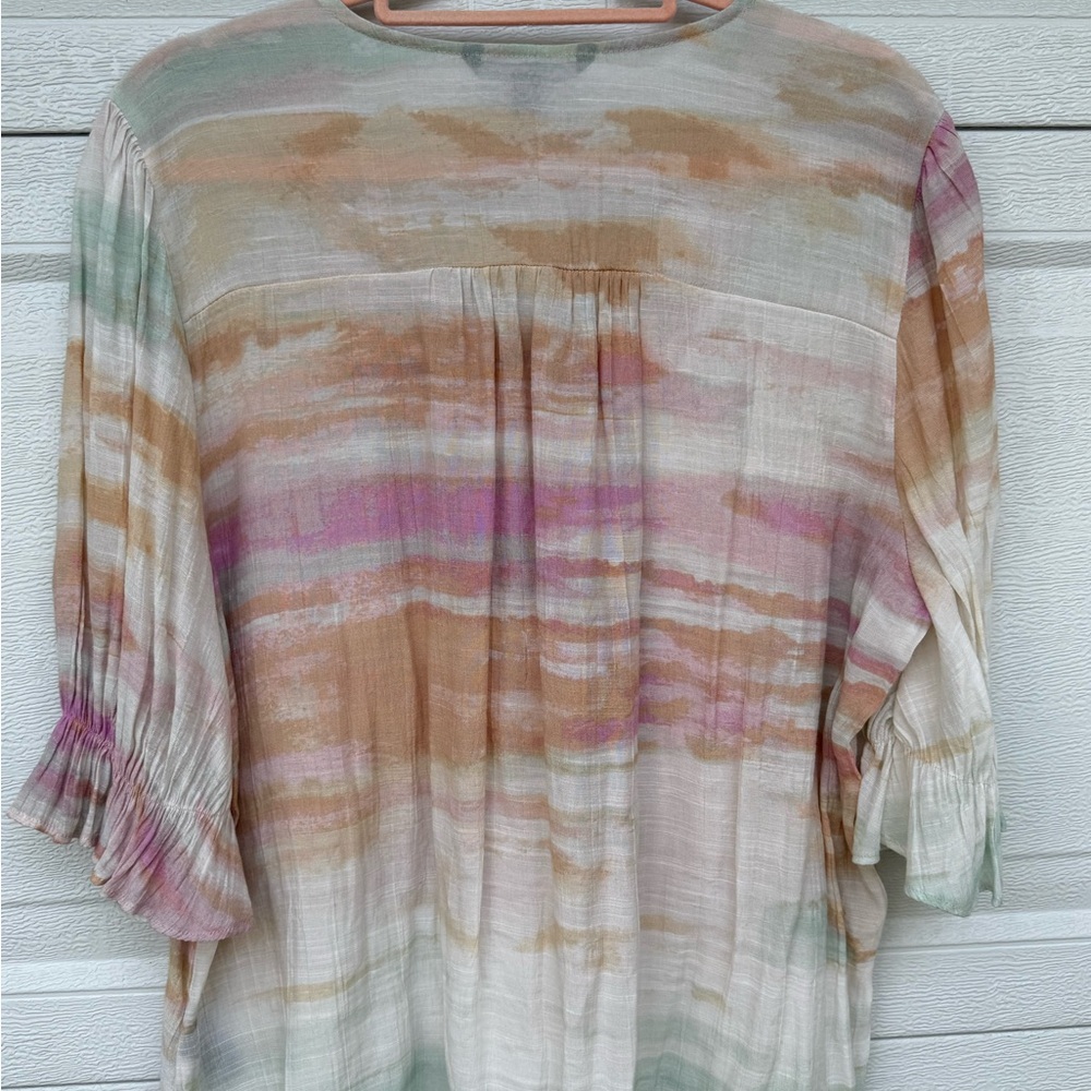 Zac & Rachel brand Boho multi colored blouse excellent condition 1X